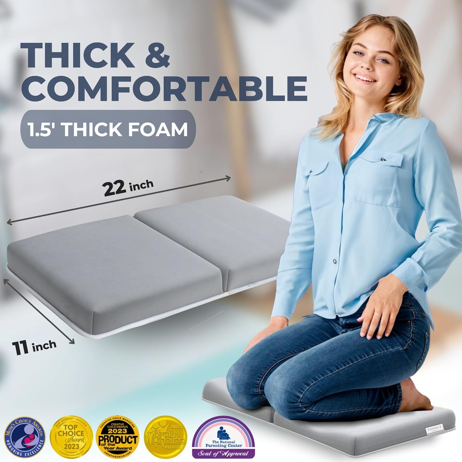 Comfortable Baby Bath Kneeler and Elbow Rest Pad Set – Thick Memory Foam Bath Kneeling Pad with