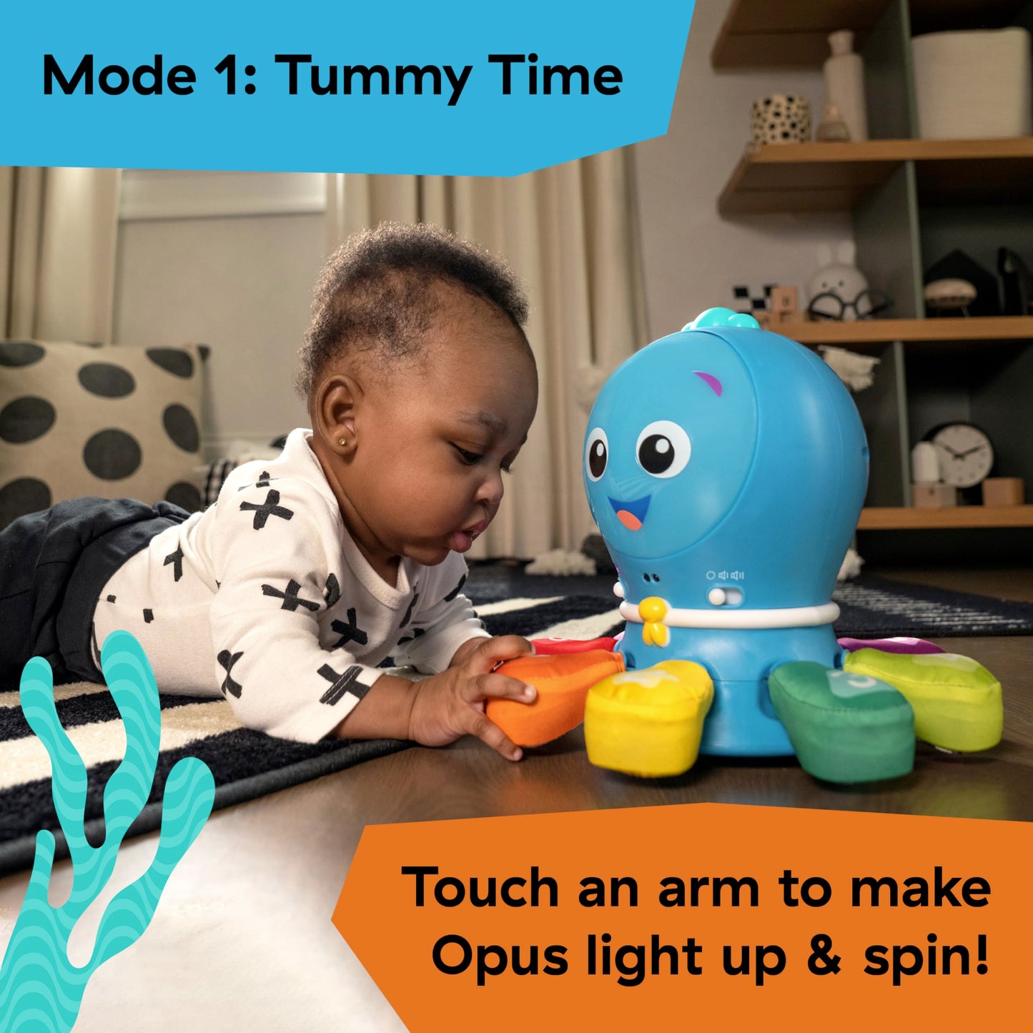 Baby Einstein Ocean Explorers Go Opus Go 4-in-1 Crawl & Chase Activity Learning Toy, Music and