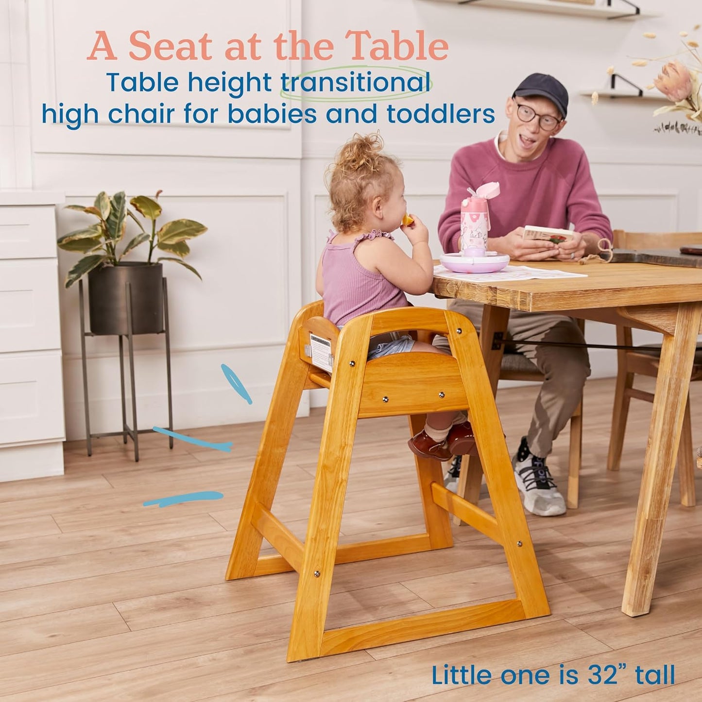 ECR4Kids ASATT High Chair, Toddler Chair, Honey