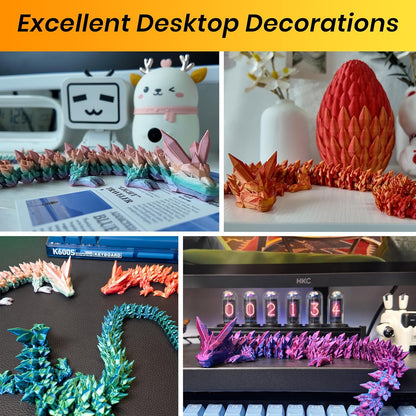 Dragon Egg,15 inchs Crystal Dragon,Articulated Dragon, Fidget Toys for Autism/ADHD,3D Printed Gift Toy, Executive Desk Toys,Home Office Decor (Gold)