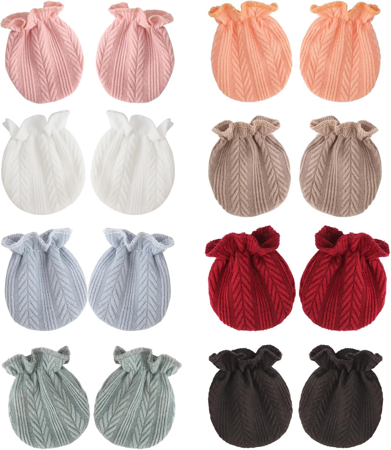 BQUBO Newborn Infant Toddler Mittens No Scratch Cotton Elastic Wrist Gloves Hypoallergenic for 0-6 Months Baby Boys Girls