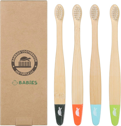 Sea Turtle Plant-Based Bristles, Ultra-Soft Bamboo Toothbrushes, Natural Toothbrush for Babies (4