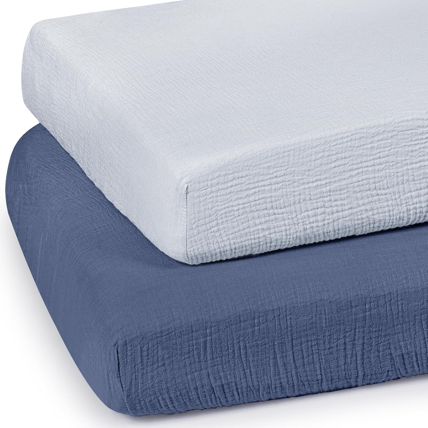 lulumoon Baby Muslin Crib Sheets - Toddler Cotton Fitted Crib Sheets Neutral for Boys and Girls