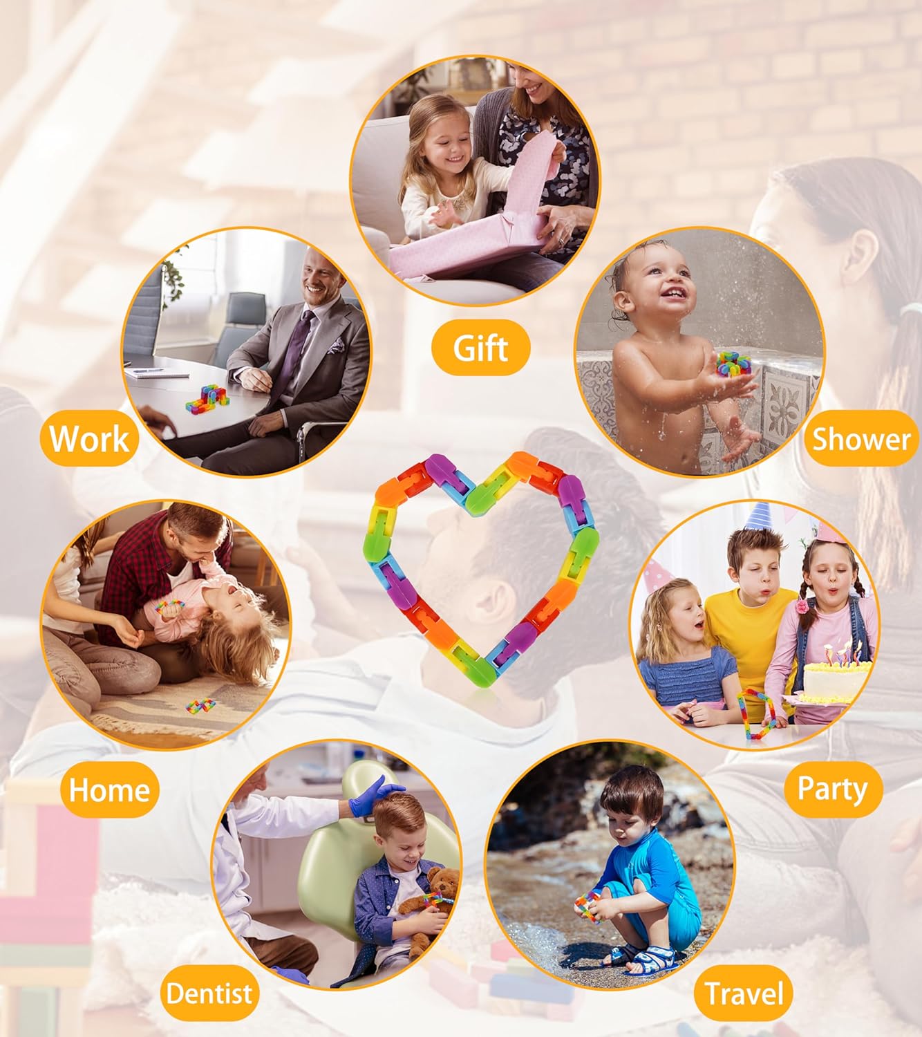 Ganowo 18 Pack Wacky Tracks - Rainbow Color Snap Click Fidget Toys for Kids Adults ADHD Finger Sensory Autism Stress Relief