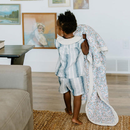 Little Unicorn Premium Quilted Throw | Super Soft, Multi-Layered Muslin XL Blanket| Great for Kids
