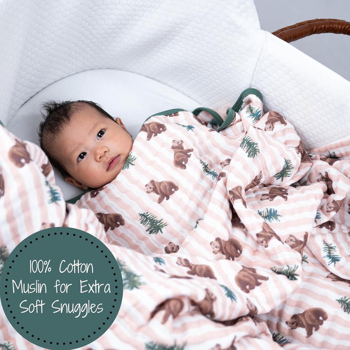 LollyBanks Muslin Baby Blanket 100% Organic Cotton, Muslin Quilt Lightweight, 6 Layers Soft Blanket