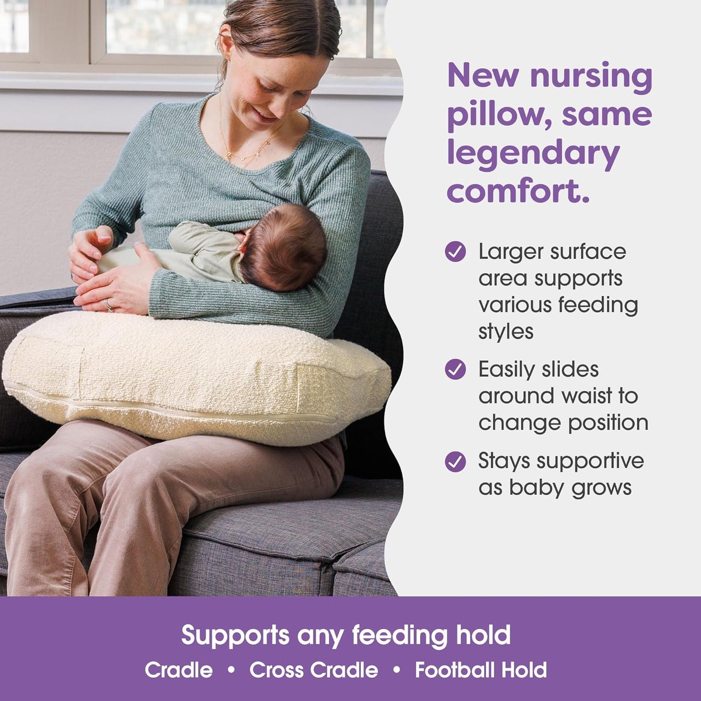 Boppy Nursing Pillow - Ergonomic Bottle & Breastfeeding Pillow with High, Firm, Large Area