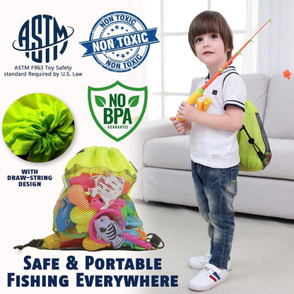 CozyBomB™ Magnetic Fishing Toys Game Set for Kids | Water Table Bathtub Kiddie Pool Party & Pole