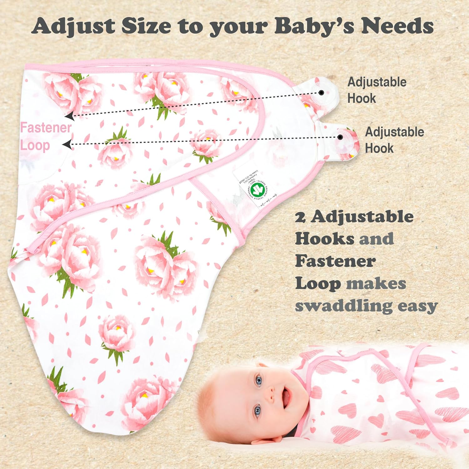 Bublo Baby Swaddles for Newborns – 3-Pack Infant Swaddles 0-3 Months – Adjustable Swaddle Sleep