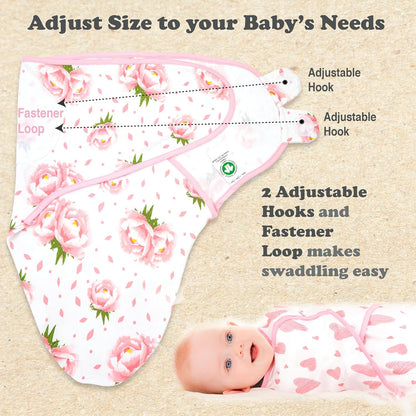 Bublo Baby Swaddles for Newborns – 3-Pack Infant Swaddles 0-3 Months – Adjustable Swaddle Sleep