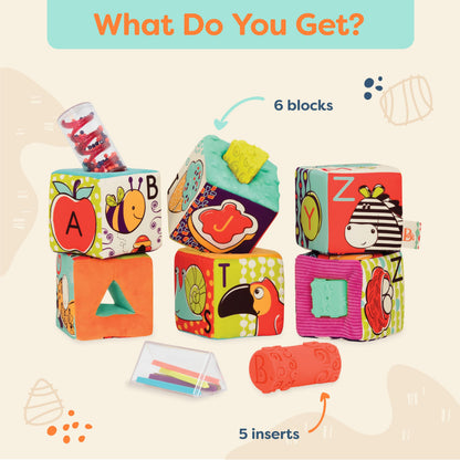 B. toys Soft Fabric Building Blocks, ABC Block Party, Baby
