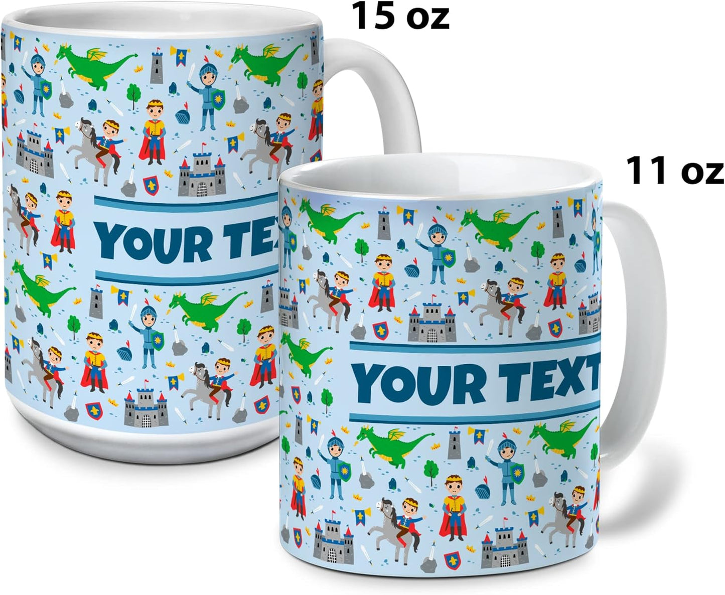 Personalized Mug for Kids - Princes - Custom Name/Text, Ceramic Hot Chocolate/Cocoa/Coffee Cup for Boys, Birthday/Christmas/Holiday Gift - 11 oz, White Handle