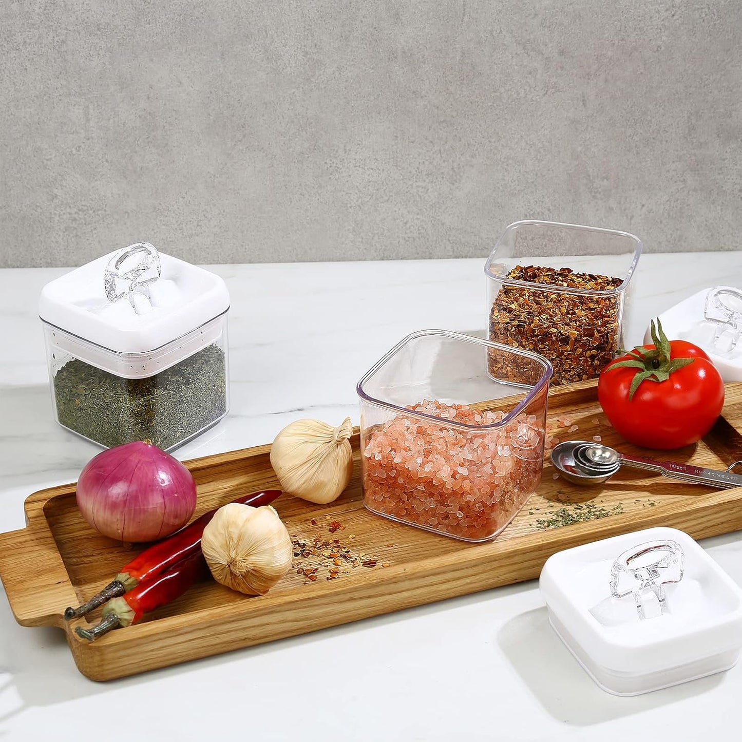 Felli Flip Tite Storage Container with 4 Inch Lid SQUARE & RECTANGLE, Air Tight Ring Seal Top Clear