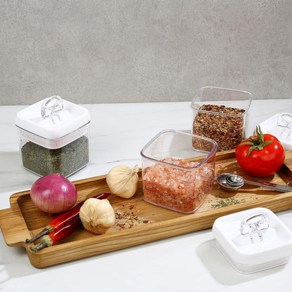 Felli Flip Tite Storage Container with 4 Inch Lid SQUARE & RECTANGLE, Air Tight Ring Seal Top Clear