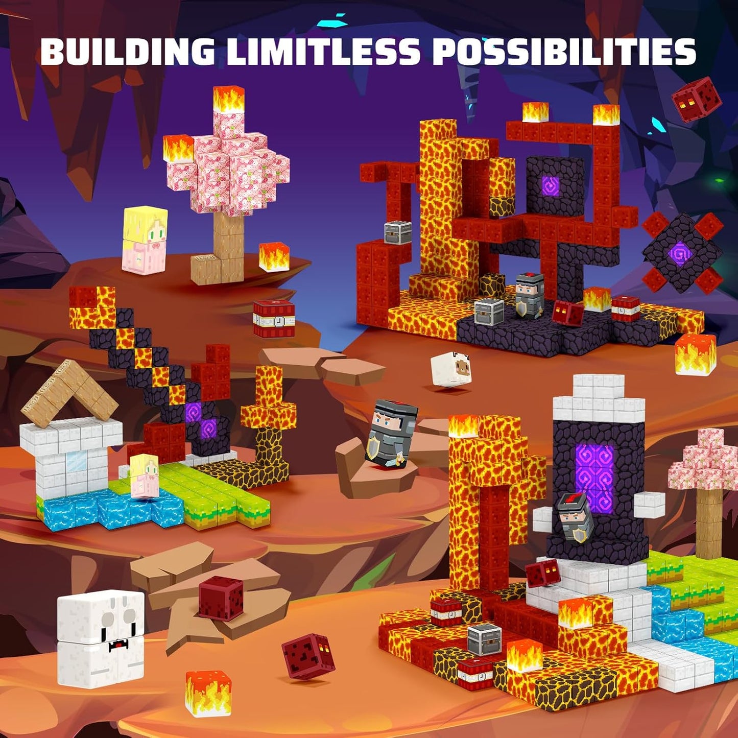 Magnetic Blocks-100PCS Magnetic Building Blocks, Magnet Toys Kids Build Cubes, Upgraded Sensroy Toys & Games, Christmas Birthday Gifts for Boys & Girls Ages 3+