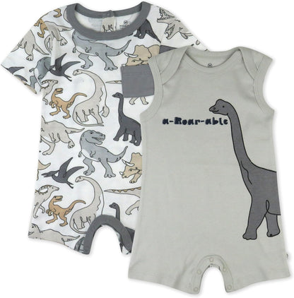 HonestBaby Short Sleeve and Tank Romper 100% Organic Cotton for Infant Baby and Toddler Boys