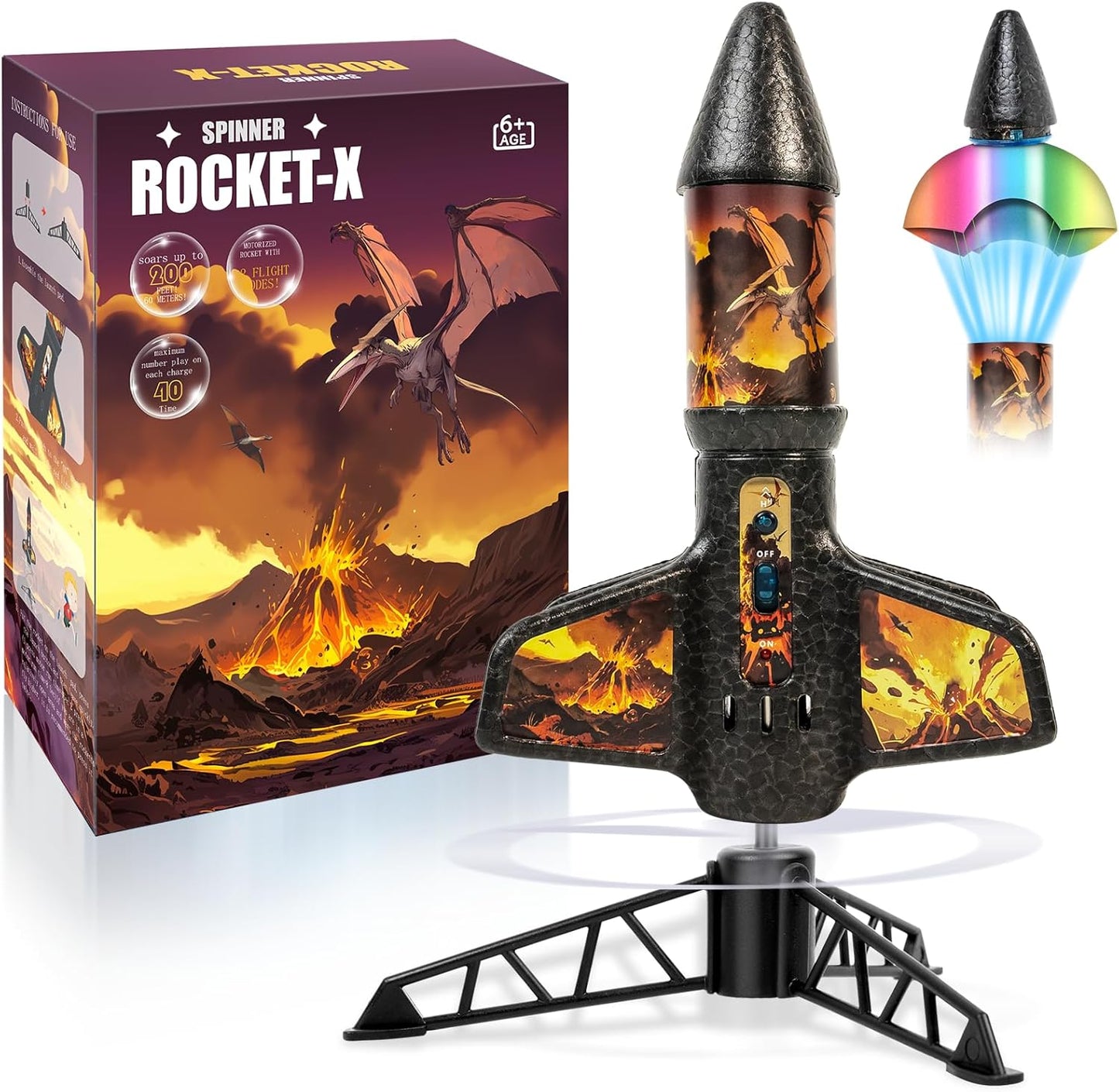 Rocket Launcher for Kids - 200 Ft of Flight Altitude, Model Rocket with Launch Set, Rockets Outdoor Toys with Safely Parachute, Easter Birthday Toys for Boys & Girls Ages 5 6 7 9 10 12 8-13 Years Old