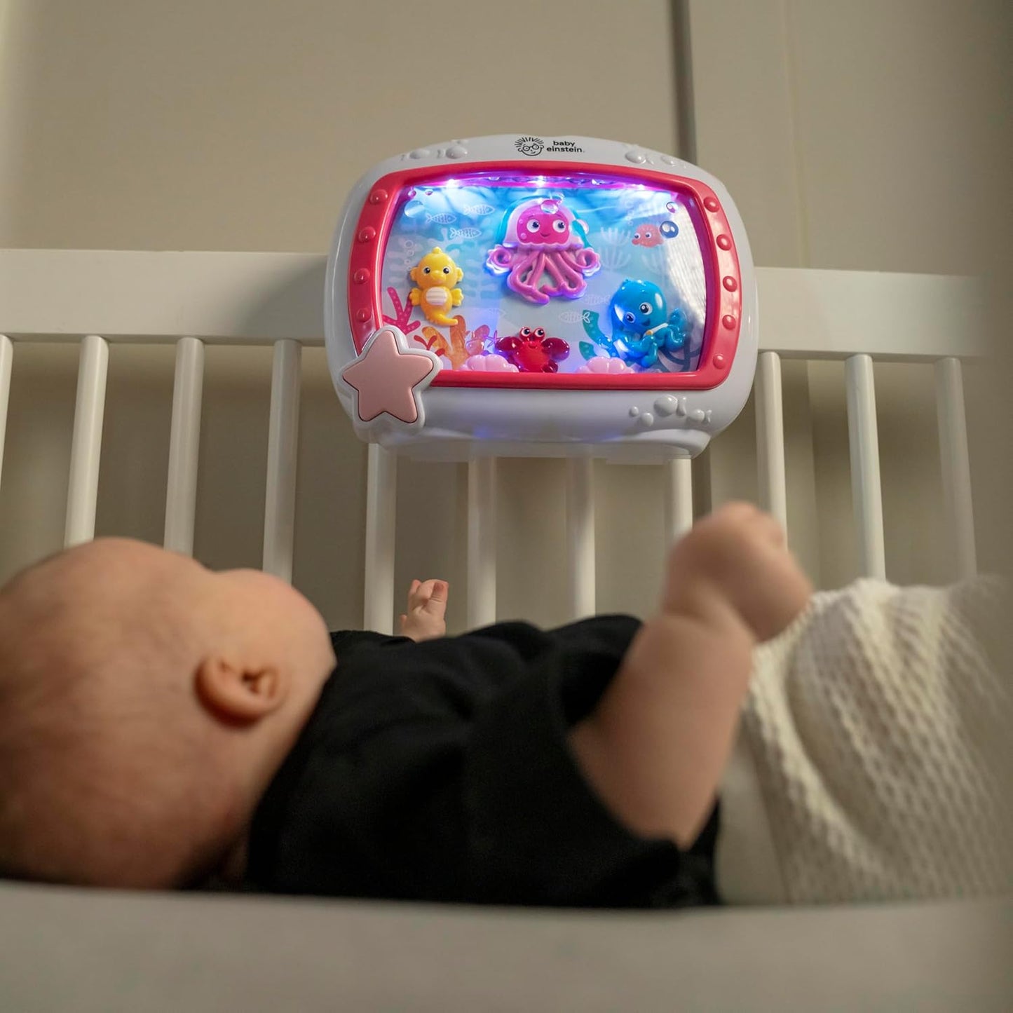 Baby Einstein Sea Dreams Soother Musical Crib Toy and Sound Machine, Pink, Newborn and up
