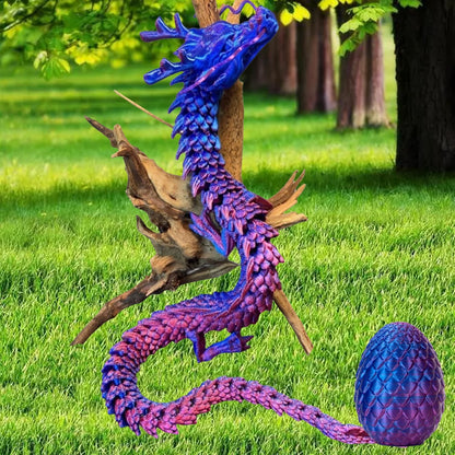 3D Printed Dragon Eggs with Dragon Inside Fidget Toys for Adults, 3D Printed Articulated Dragon, Home Office Decor Executive Desk Toys Posable Flexible Crystal Dragon Toy (Red)