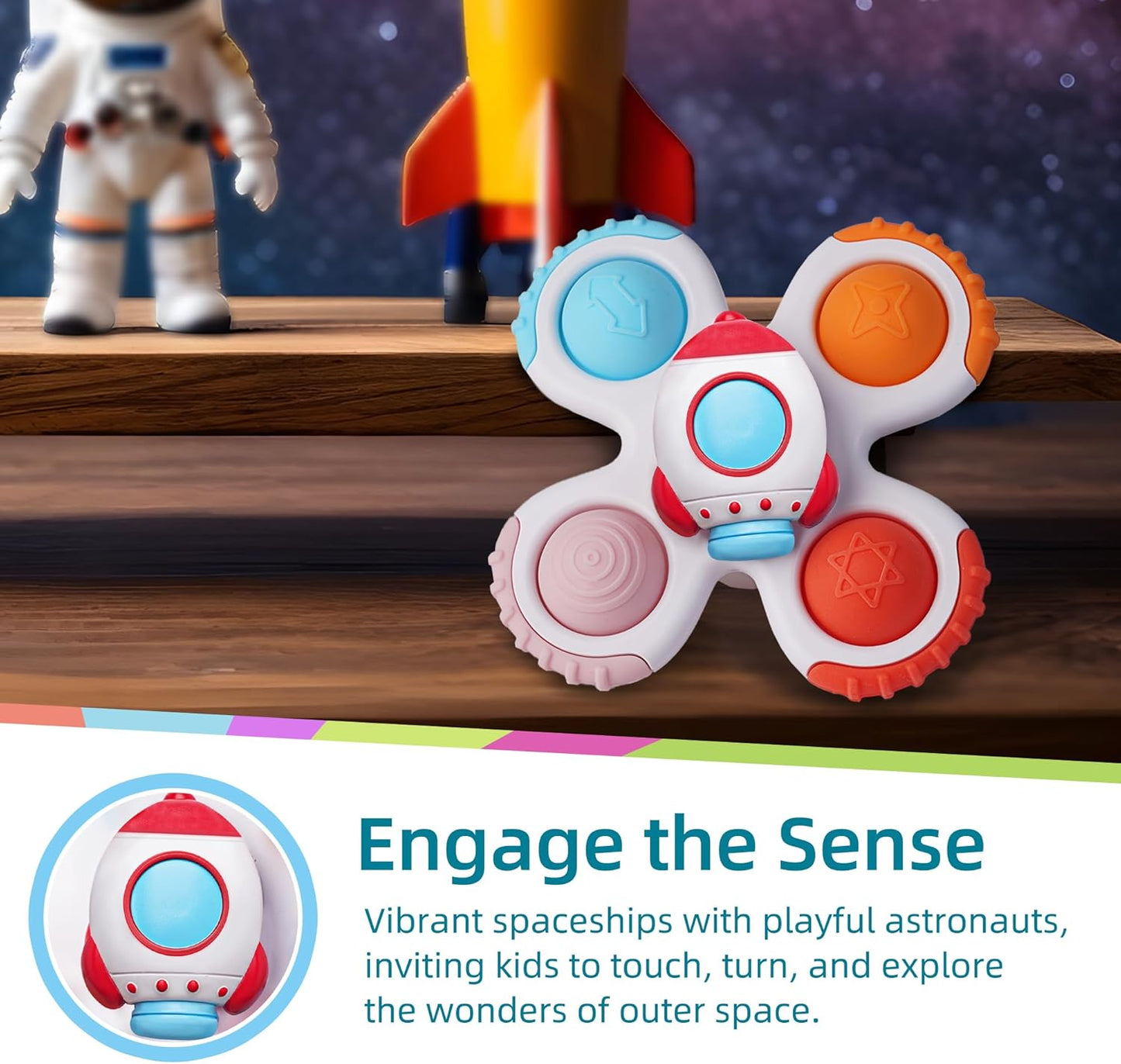 LiKee Strong Suction Cup Fidget Rotating Sensory Bath Toys for Baby 12 18 Months Airplane Car