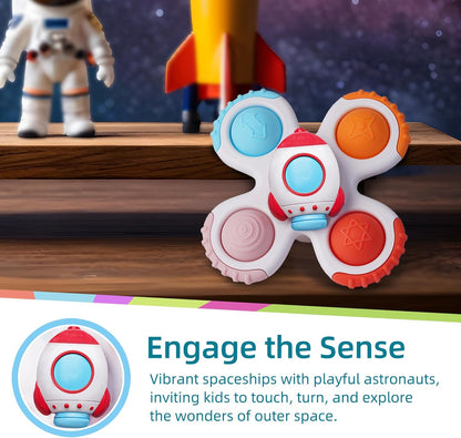 LiKee Strong Suction Cup Fidget Rotating Sensory Bath Toys for Baby 12 18 Months Airplane Car
