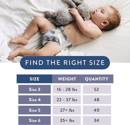 The Honest Company Clean Conscious Overnight Diapers for Sensitive Skin | Hypoallergenic, Fragrance Free | Cozy Cloud + Star Signs | Club Box, Size 3 (16-28 lbs), 52 Count