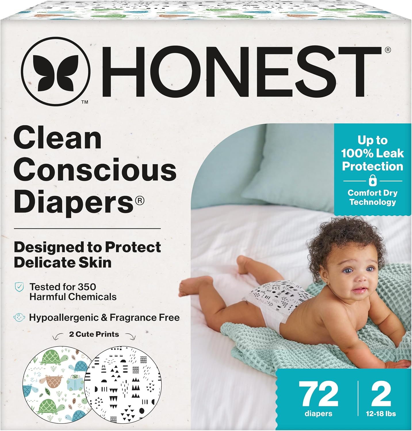 The Honest Company Clean Conscious Diapers for Delicate Skin | Up to 100% Leakproof |
