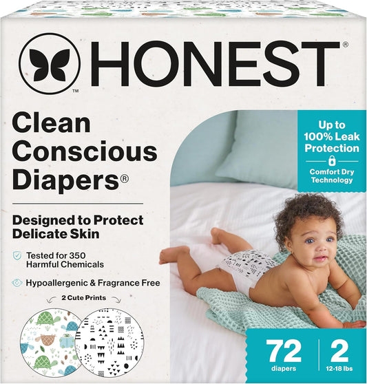 The Honest Company Clean Conscious Diapers for Delicate Skin | Up to 100% Leakproof |