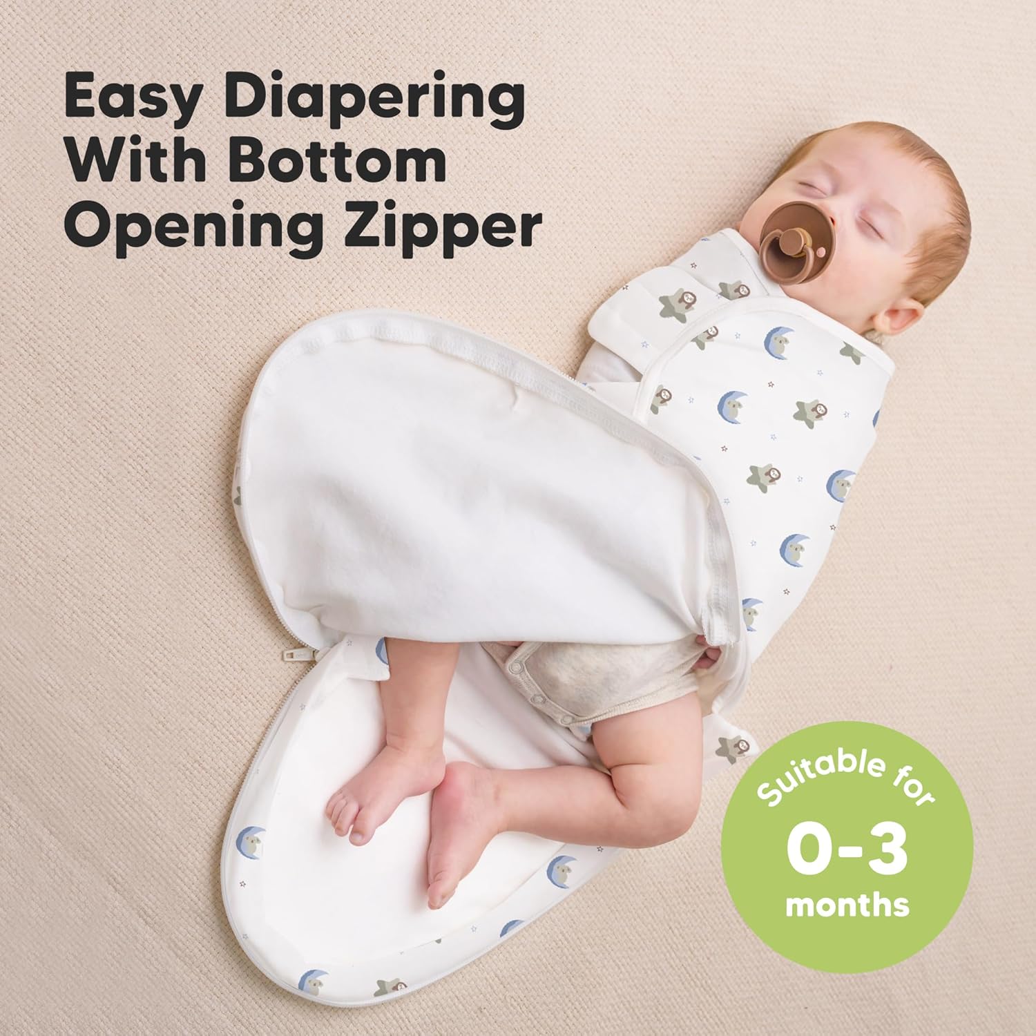 Baby Swaddle Sleep Sacks with Zipper - 3-Pack Swaddles for Newborns 0-3 Months, Infant, Baby Girls