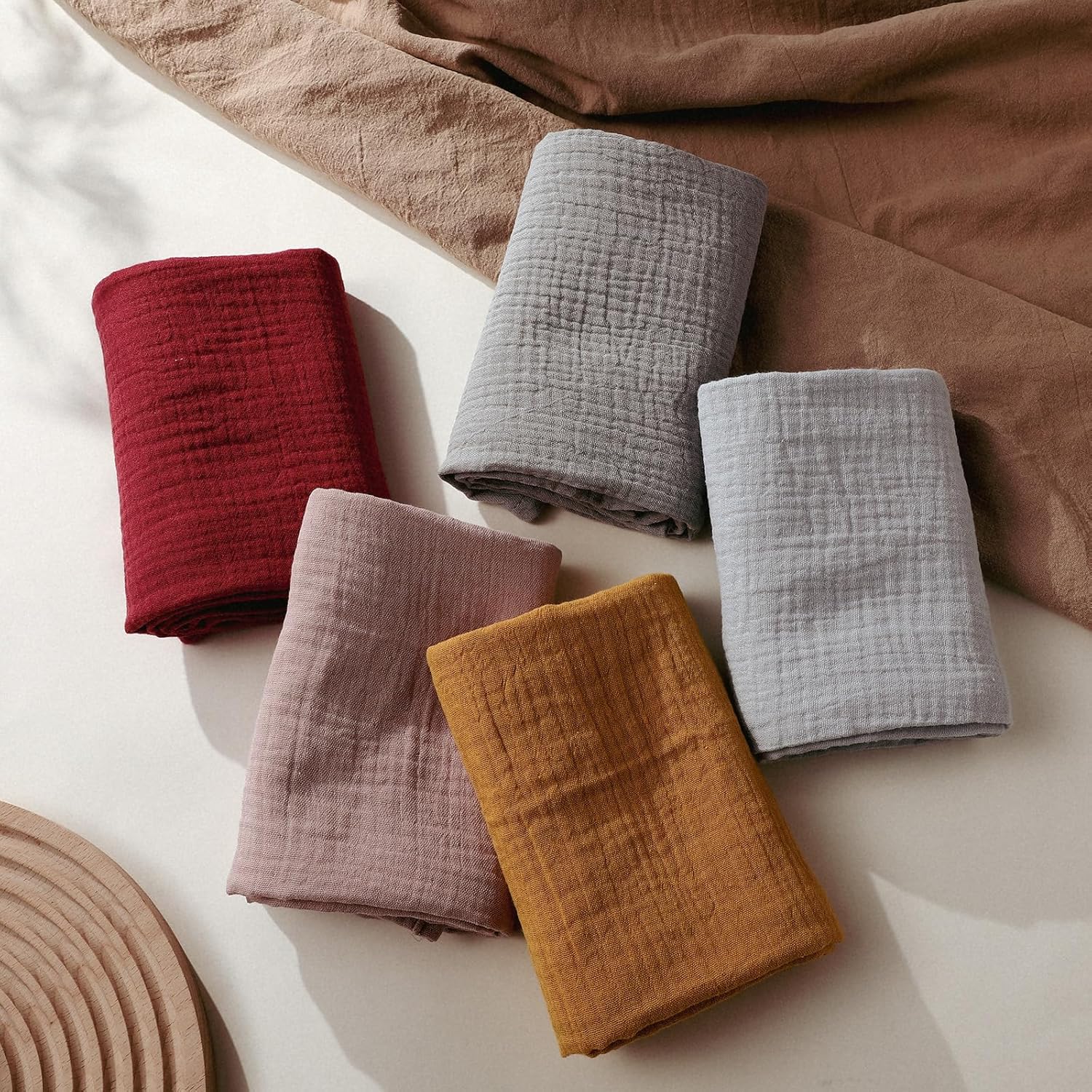 Muslin Receiving Blankets, Neutral Blanket Swaddling for Newborn Boys and Girls, 5 Pack Breathable