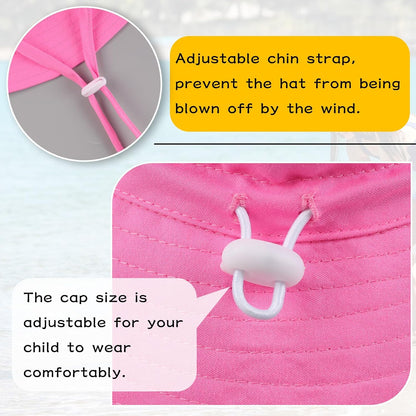 Peecabe Summer Baby Sun Hat for Boys Girls UPF 50+ Wide Brim Toddle Bucket Hat Adjustable Baby Beach Cap 0-8 Years