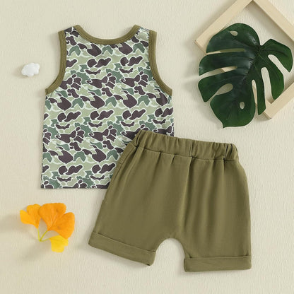 Kupretty Baby Boy Summer Clothes Sleeveless Tank Tops Vest T-Shirt + Casual Shorts Toddler Outfits Set
