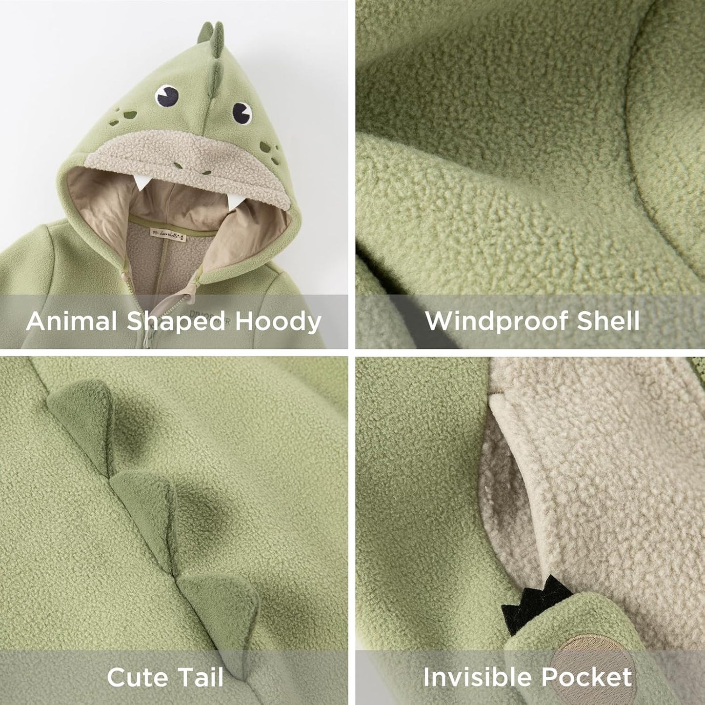 DAVE&BELLA Toddler Fleece Jacket, Baby Boys Girls Animal-shaped Hooded Zipper Long Sleeve Warm Spring Autumn Outerwear Coat