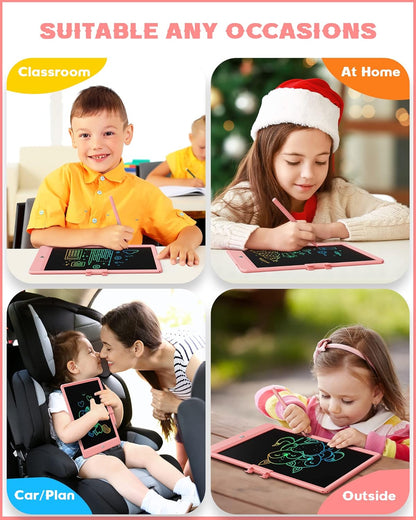 Bravokids Toys for 3-6 Years Old Girls Boys, LCD Writing Tablet 10 Inch Doodle Board, Electronic Drawing Pads, Educational Birthday Gift for 3 4 5 6 7 8 Years Old Kids Toddler (Light Pink)