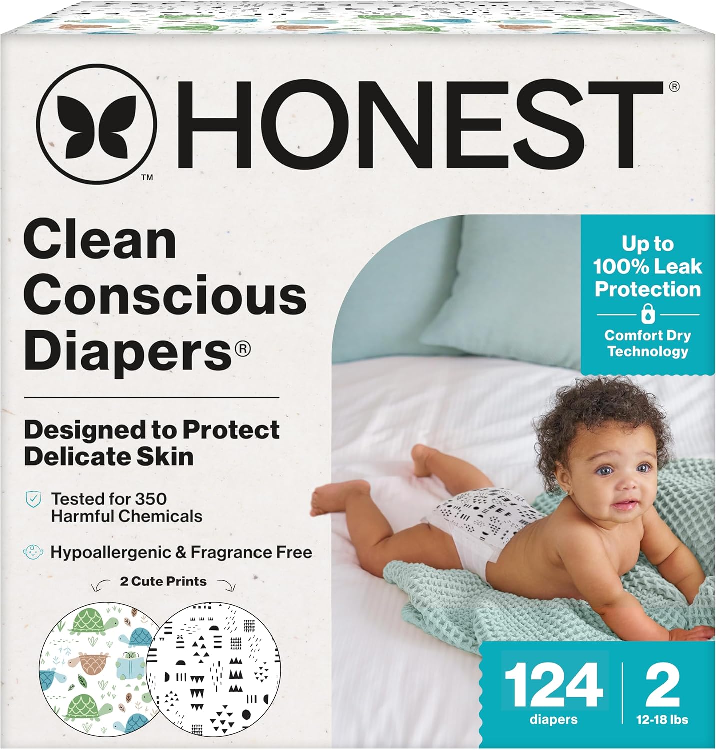 The Honest Company Clean Conscious Diapers for Delicate Skin | Up to 100% Leakproof |
