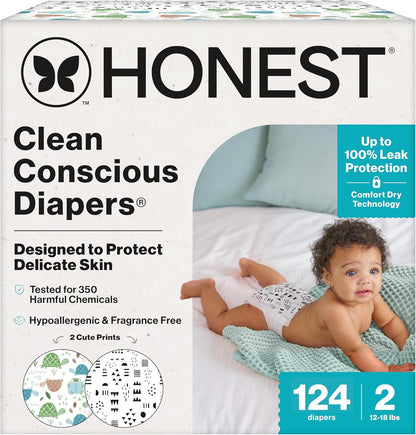 The Honest Company Clean Conscious Diapers for Delicate Skin | Up to 100% Leakproof |
