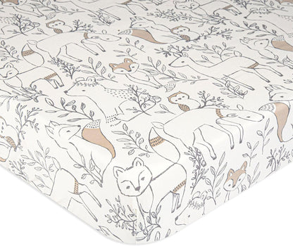Crane Baby 100% Cotton Sateen Fitted Baby Sheets, Breathable, Fits 28X52 Standard Mattress, Gender