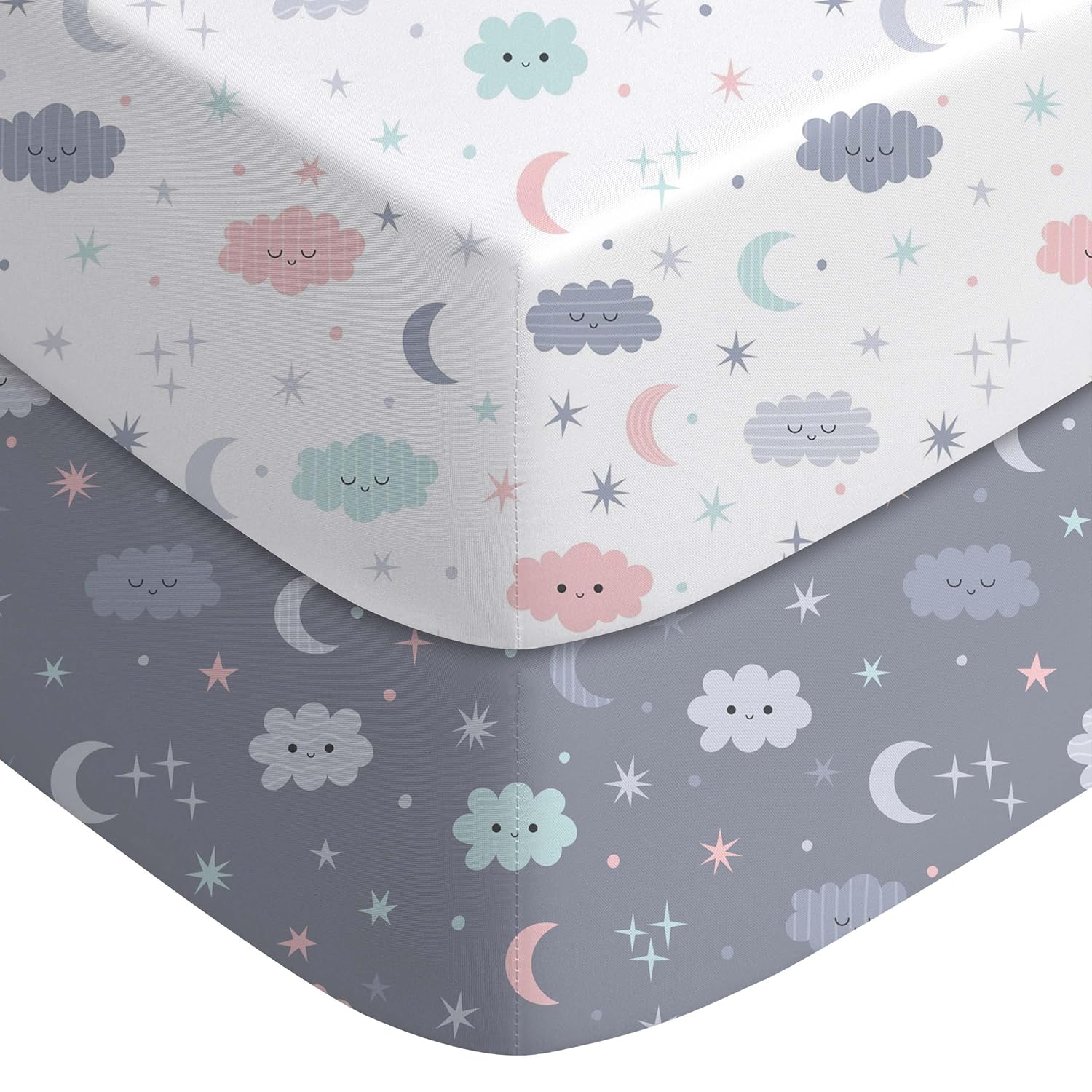 Yoofoss Pack and Play Sheets Fitted, Mini Crib Sheets 2-Pack for Pack N Play Mattress, Stretchy