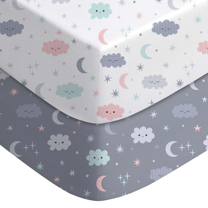Yoofoss Pack and Play Sheets Fitted, Mini Crib Sheets 2-Pack for Pack N Play Mattress, Stretchy