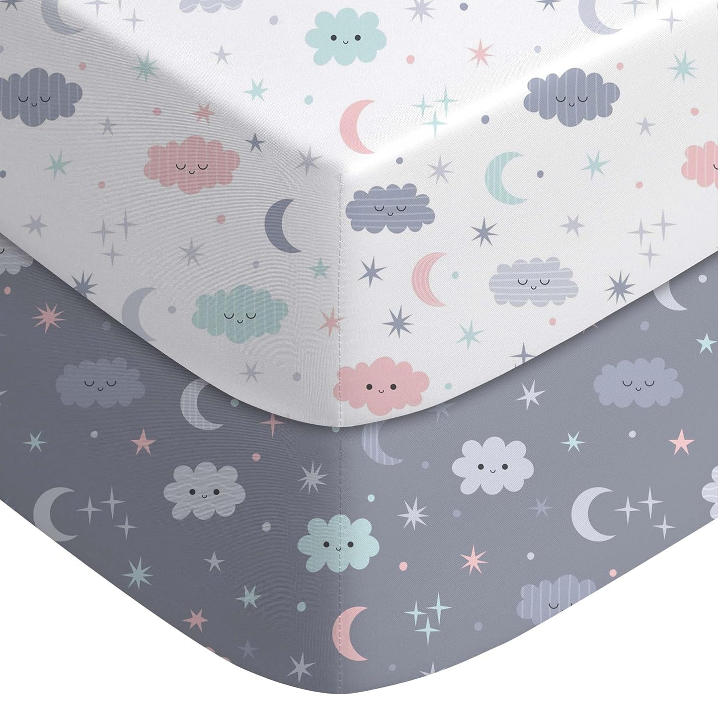 Yoofoss Baby Crib Sheets for Boys Girls, Fitted Crib Sheet 2 Pack for Standard Crib and Toddler