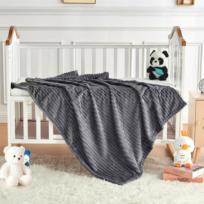 Soft Fleece Baby Blanket Ultra Cozy Grey Baby Blankets for Boys Warm and Lightweight Infant Toddler