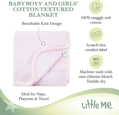 Little Me Knit Baby Blanket – 100% Soft Cotton, Snuggly and Breathable, Perfect as a Swaddle