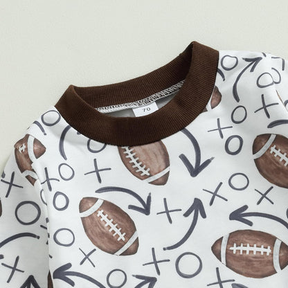 Baby Boy Clothes Fall 6 12 18 24 Months Football Long Sleeve Pullover Tops & Pant Sets Toddler Winter Outfits
