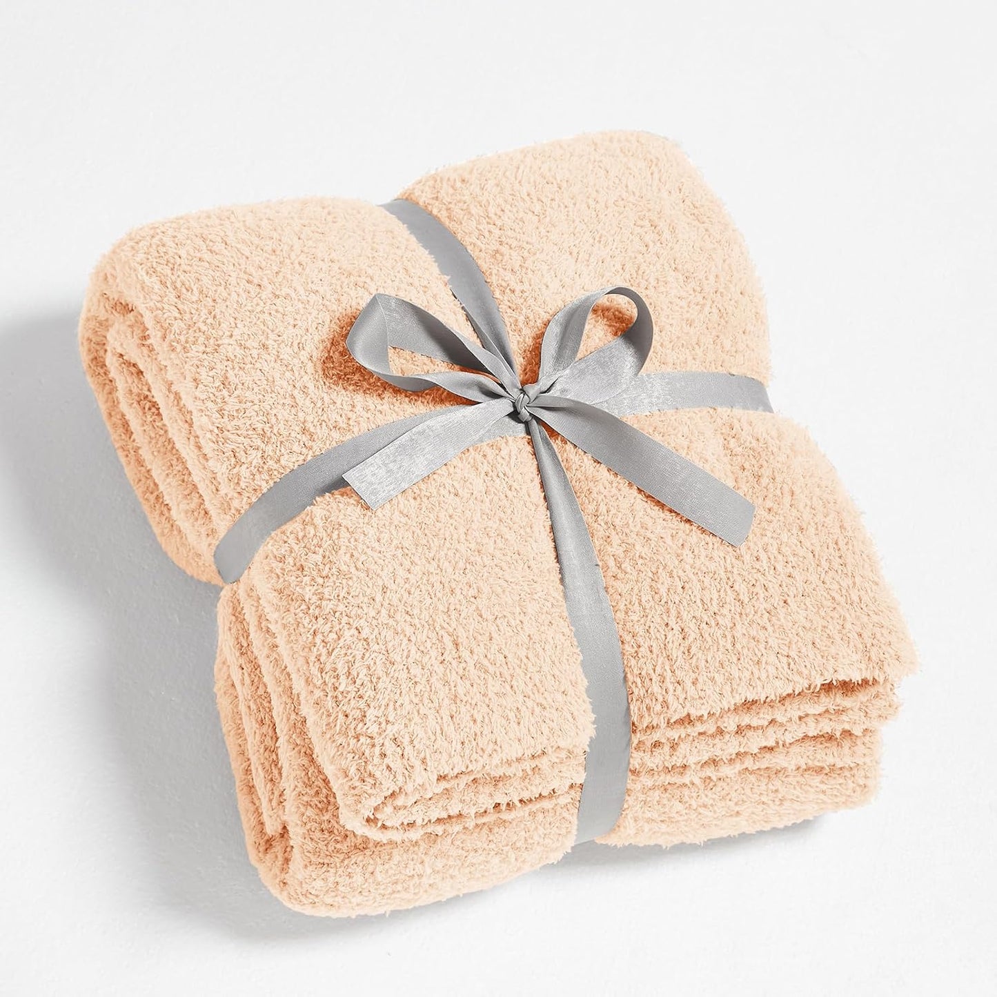 CYMULA Knit Throw Blanket for Peach Pink - Super Soft Lightweight Plush Fuzzy Fluffy Cozy Blankets