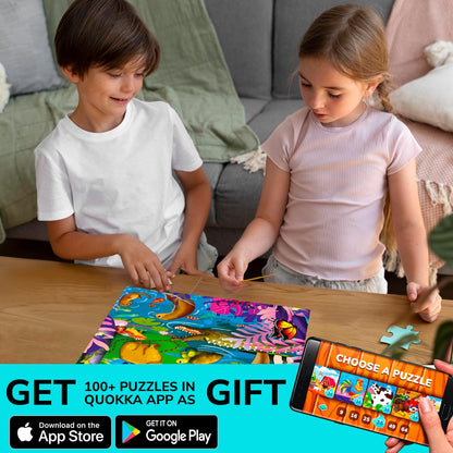 QUOKKA Puzzles for Kids Ages 4-6 – 4 x 48 Pieces Jigsaw Puzzles for Toddlers 3-5 – Toy for Learning Insects, African, Ocean Animals – Educational Game for Boy and Girl 2-4 Year Old - Improved Version
