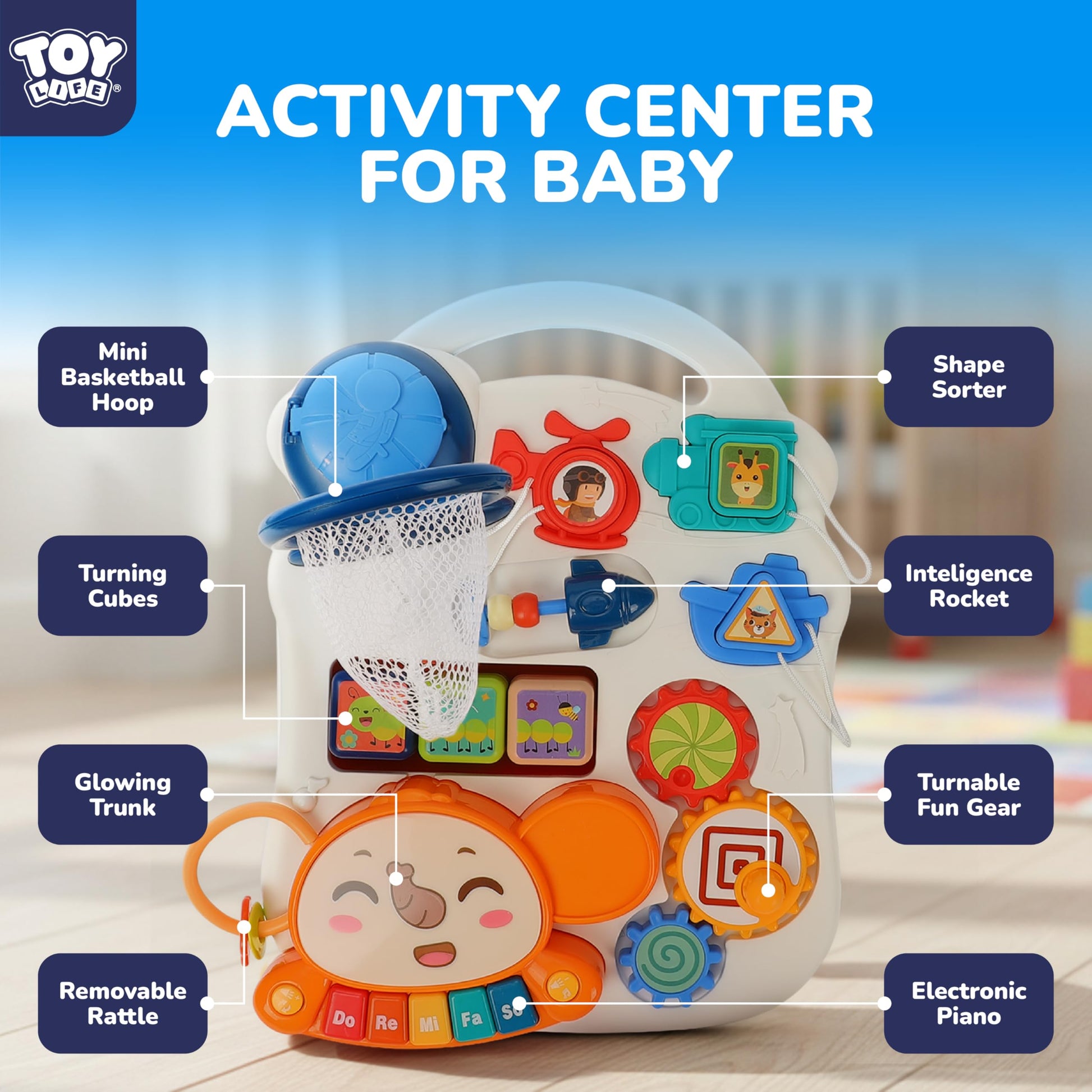 TOY Life 3-in-1 Baby Push Walker & Activity Center, 12+ Months, Red