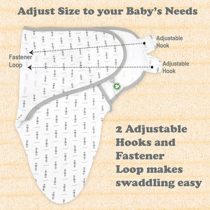 Baby Swaddle Blanket 3-Pack – Organic Cotton Adjustable Swaddle Wrap for Newborns 0-3 Months