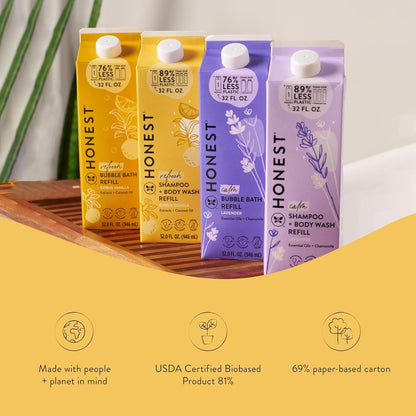 The Honest Company 2-in-1 Cleansing Shampoo + Body Wash Refill Carton | Gentle for Baby | Naturally