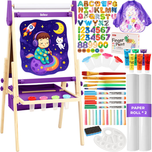 Belleur All-in-One Art Easel for Kids, Adjustable Double Sided Easel for Toddlers with Magnetic