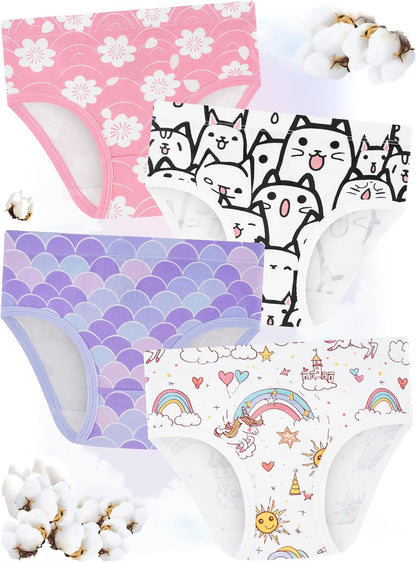 Girls' Underwear,Soft Cotton Tagless Panties for Toddlers' & Little Kids Comfort,Breathable Briefs,8-Pack